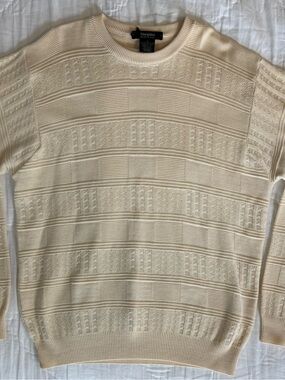 NWOT Giorgiolini Made in Italy Textured Wool Blend Crewneck Sweater Mens L